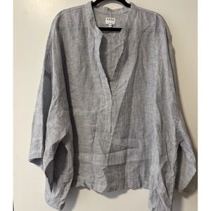 Esby Ash Stripe Bryce Oversized Linen Top lagenlook oversized womens 3X/4X shirt